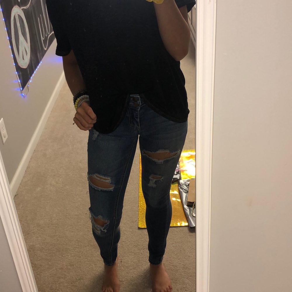 Blue ripped jeans